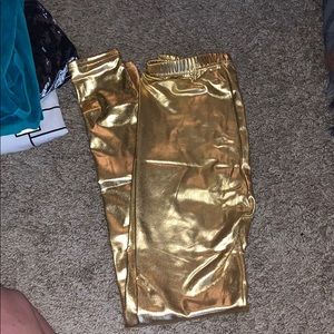 Gold metallic leggings